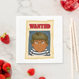 Serviette En Papier Affiche de Recherche Criminel Fugitif Prisonnier