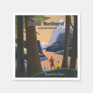 Serviette En Papier Affiche de voyage vintage Pacific Northwest 1925 T