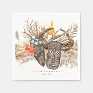 Serviette En Papier Africain Safari Boho Floral Monogramme