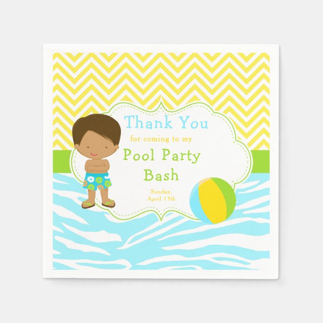 Serviette En Papier African American Boy Pool Party Bash Party (Devant)