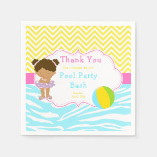 Serviette En Papier African American Girl Pool Party Bash