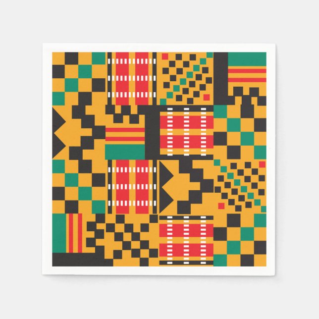 Serviette En Papier African Kente Design Cocktail Party Napkins (Devant)