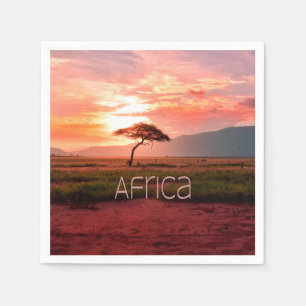 Serviette En Papier Afrique Coucher de soleil