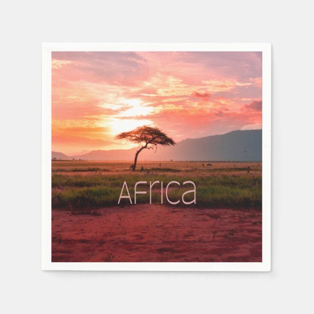 Serviette En Papier Afrique Coucher de soleil (Devant)