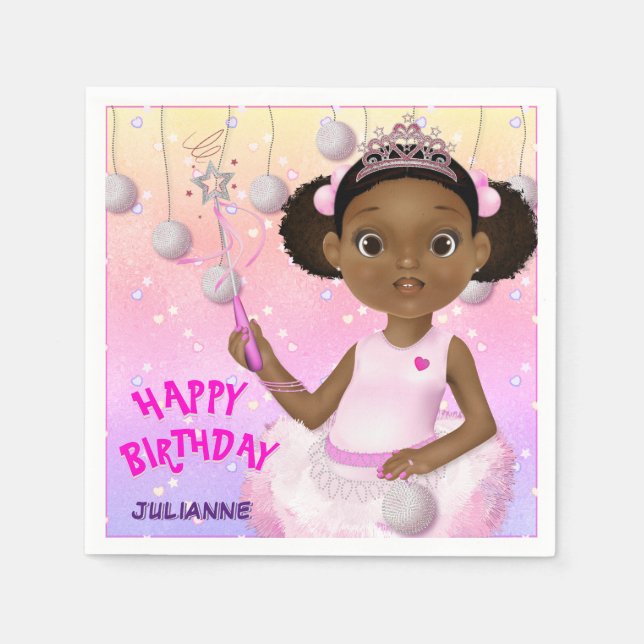 Serviette En Papier Afro-Américaine Fairy Princesse Ballerina (Devant)