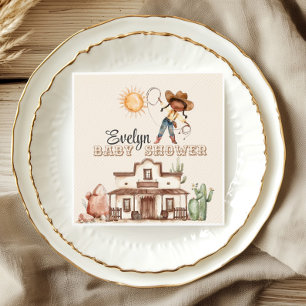 Serviette En Papier Afro Cowgirl Western Girl Ranch Baby shower Cactus
