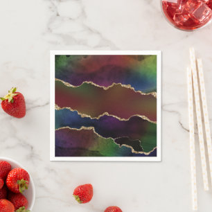 Serviette En Papier Agate foncé intense Moody Rainbow Jewel Tone