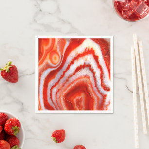 Serviette En Papier Agate Orange Sanguine.