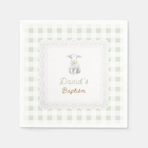 Serviette En Papier agneau rustique mignon vert sauge à carreaux Bap