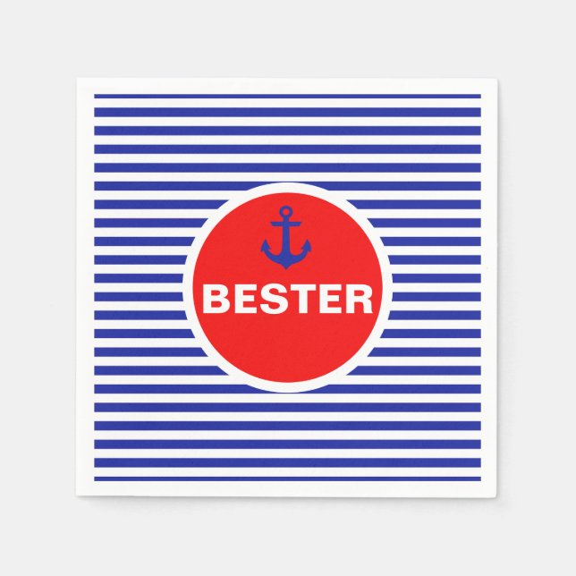 Serviette En Papier Ahoy ! Ancres nautiques Sailor Party (Devant)