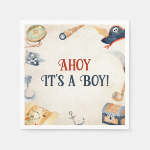 Serviette En Papier Ahoy C'est un Baby shower de pirates