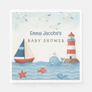 Serviette En Papier Ahoy C'est un garçon Baby shower nautique