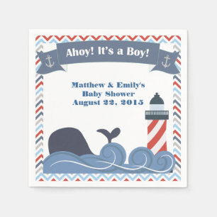 Serviette En Papier Ahoy C'est un garçon Nautique Baby shower Papier s