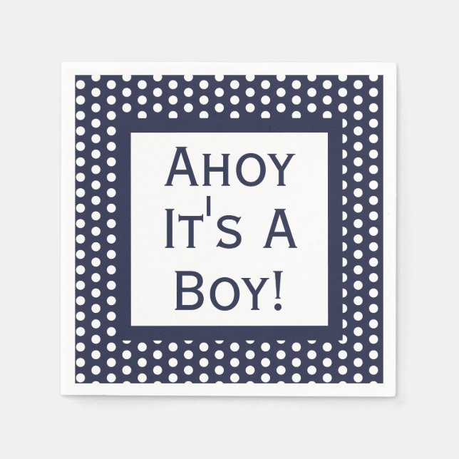 Serviette En Papier Ahoy C'Est Un Garçon Polka Dot (Devant)