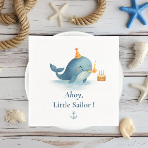 Serviette En Papier Ahoy Little Sailor Anniversaire Napkin   Baleine P