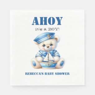 Serviette En Papier Ahoy Nautical Blue Sailor Bear Baby shower