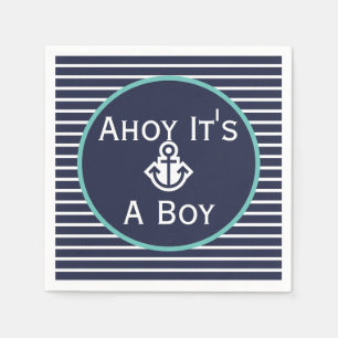 Serviette En Papier Ahoy nautique C'est un Baby shower garçon serviett