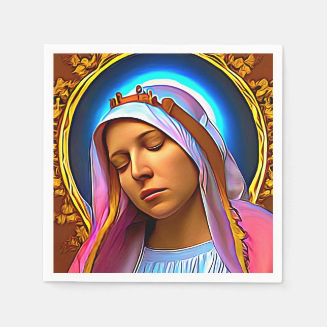 Serviette En Papier AI Art de la bienheureuse Vierge Marie (Devant)