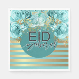 Serviette En Papier Aïd Turquoise Floral Napkin