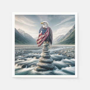 Serviette En Papier Aigle de Bald avec drapeau américain sur un Caire