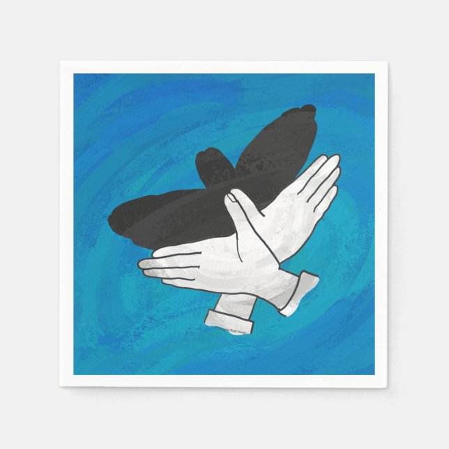 Serviette En Papier Aigle Ombre Sur Bleu (Devant)