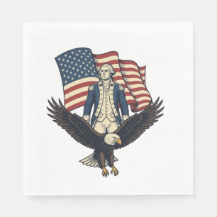 Serviette En Papier Aigle Patriotique et Général Colonial Vintage Vect