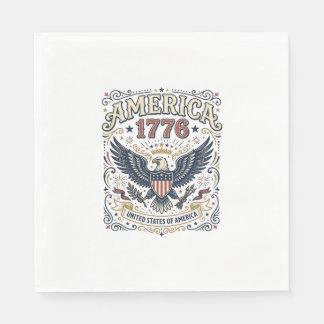 Serviette En Papier Aigle Vintage Amérique 1776 Patriotique