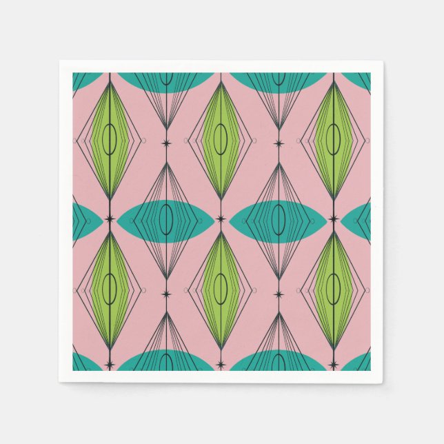 Serviette En Papier Aiguille rose atomique et Starbursts Papier (Devant)