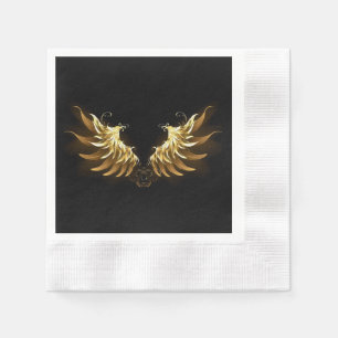 Serviette En Papier Ailes d'Ange d'or sur arrière - plan noir