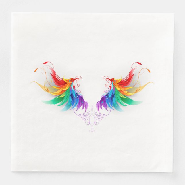 Serviette En Papier Ailes fluffy arc-en-ciel (Devant)