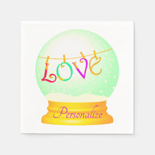 Serviette En Papier Aimer la neige globe joli boho coloré