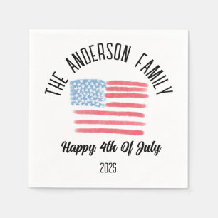 Serviette En Papier Airbrush American Flag Nom de famille personnalisé