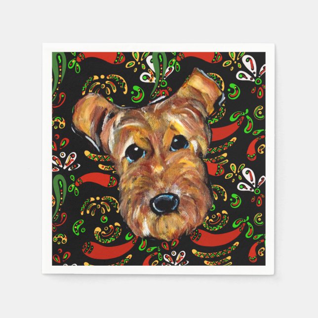 SERVIETTE EN PAPIER AIREDALE TERRIER (Devant)
