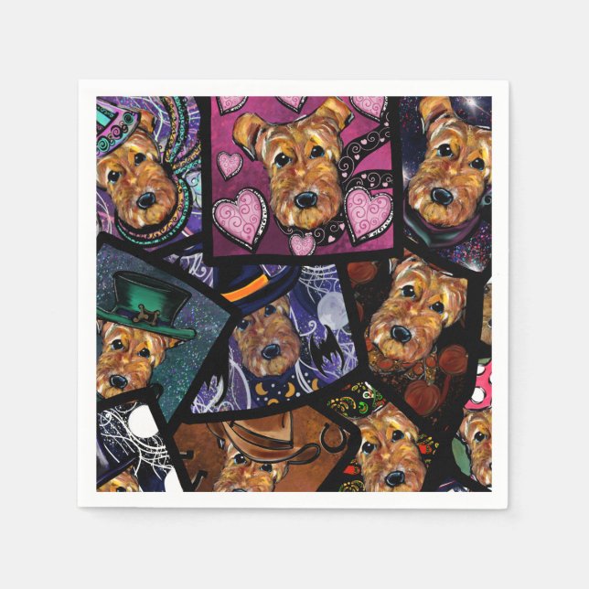 SERVIETTE EN PAPIER AIREDALE TERRIER (Devant)