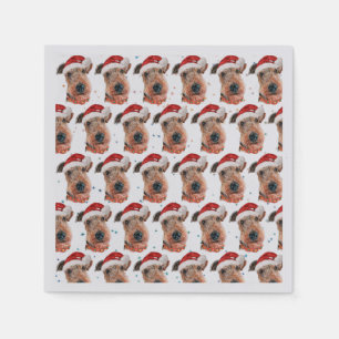 Serviette En Papier Airedale Terrier Chien race Noël