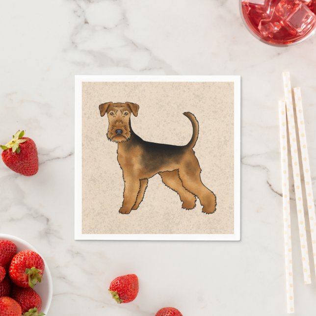 Serviette En Papier Airedale Terrier mignon Dessin De Caricature Chien (En situation)