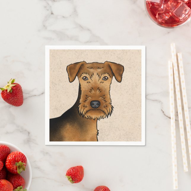 Serviette En Papier Airedale Terrier mignon Tête De Dessin Sur Chien B (En situation)