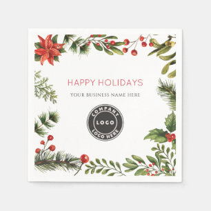 Serviette En Papier Ajouter Business Logo Happy Holidays Berries Paper
