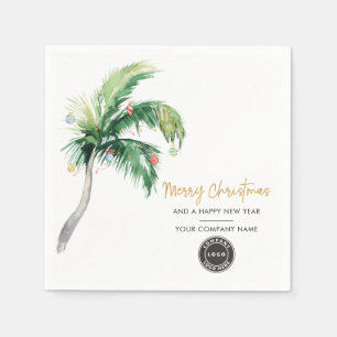 Serviette En Papier Ajouter Business Logo Nom Noël Holiday Palm Tree