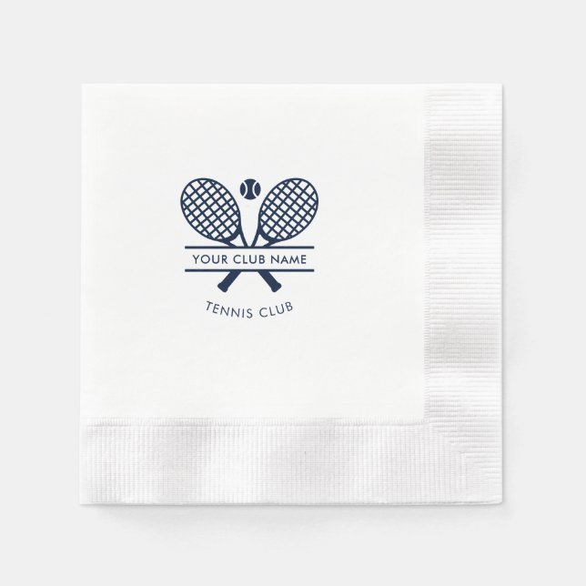 Serviette En Papier Ajouter Nom du club Tennis Icônes Marine Blue Logo (Devant)