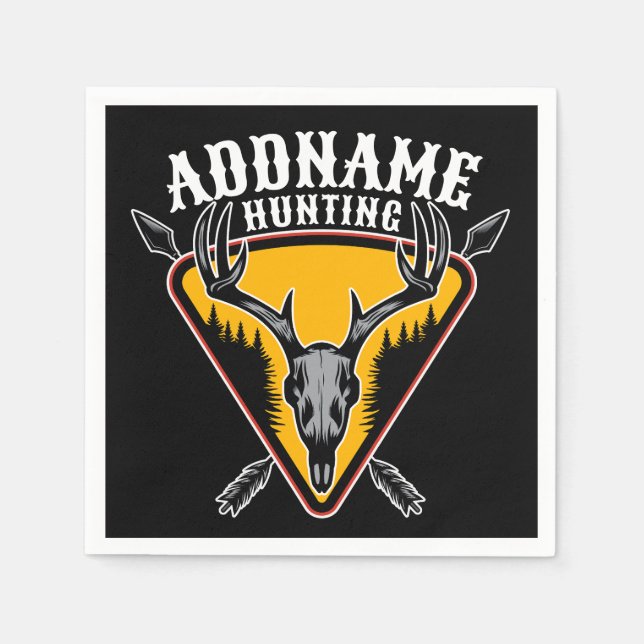 Serviette En Papier AJOUTER NOM Hunter Elk Crâne Gros Antlers Chasse a (Devant)