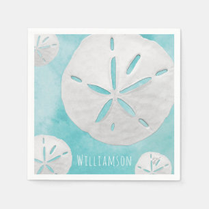 Serviette En Papier Ajouter un nom Dollar de sable tropical Turquoise
