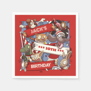 Serviette En Papier Ajouter Votre Nom Fête Anniversaire Animaux Ventil