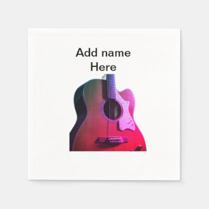Serviette En Papier Ajouter votre nom texte brun acoustique guitare éd