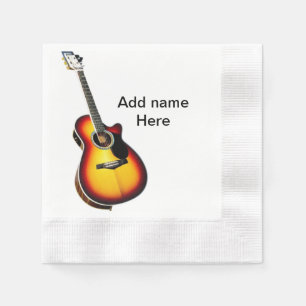 Serviette En Papier Ajouter votre nom texte brun acoustique guitare éd