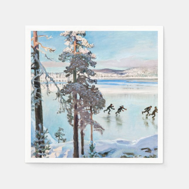 Serviette En Papier Akseli Gallen-Kallela - Skaters près de Kalela Sho (Devant)