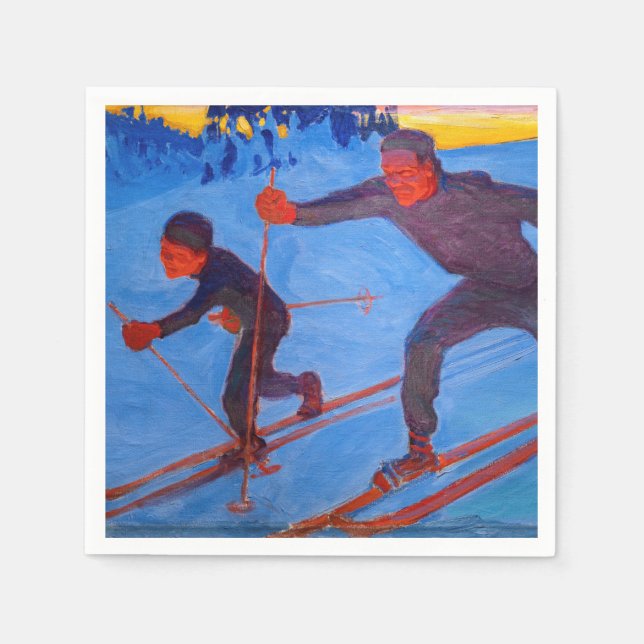 Serviette En Papier Akseli Gallen-Kallela - Skiers (Devant)