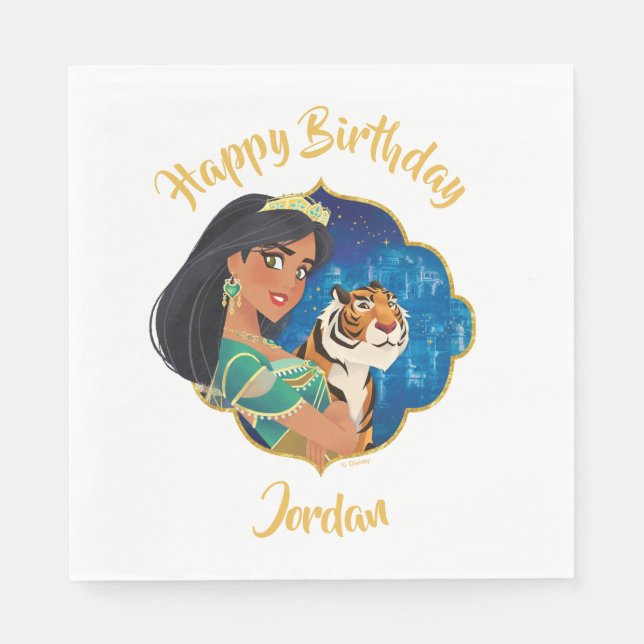 Serviette En Papier Aladdin | Graphisme Bijou Jasmine Et Raja (Devant)