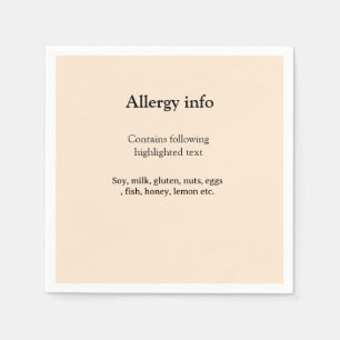 Serviette En Papier Alerte d'allergie alimentaire ajouter le nom des a