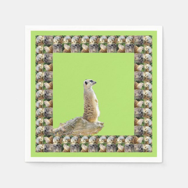 Serviette En Papier Alerte Meerkat encadrée par Meerkats, (Devant)